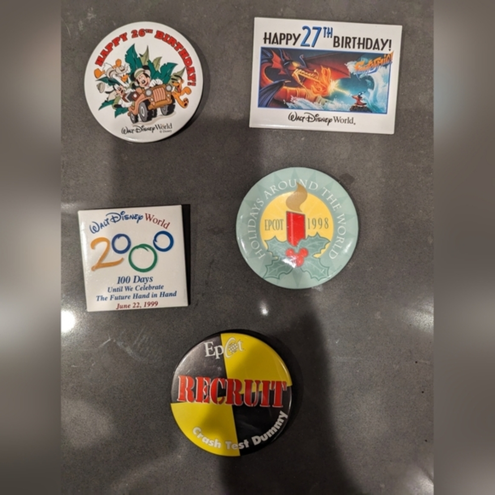 Disney Cast Member Button Lot WDW EPCOT Test Track Animal Kingdom Vintage